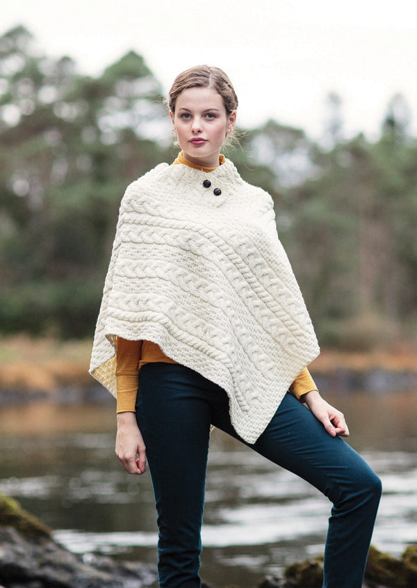 Aran Woollen Mills Natural Poncho