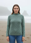 Irelands Eye Ocean Mist Trellis Aran Sweater