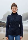 Trellis Aran Sweater | Rich Navy