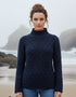 IrelandsEye Women's Trellis Aran Sweater | Rich Navy