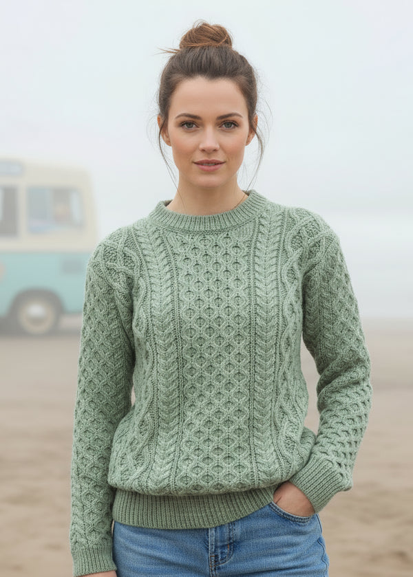 IrelandsEye Aran Sweater | Sage Marl
