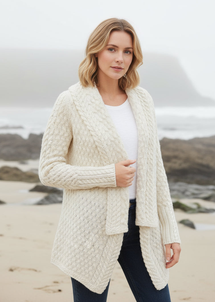 Irelands Eye Glenross Waterfall Aran Cardigan