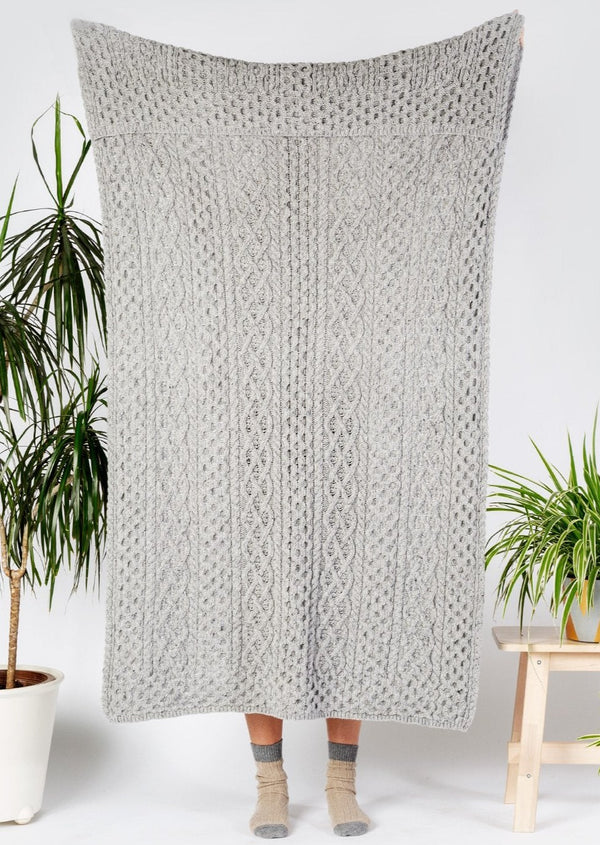 Irelands Eye Grey Luxe Aran Throw