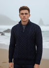 Irelands Eye Navy Dromore Troyer Aran Sweater