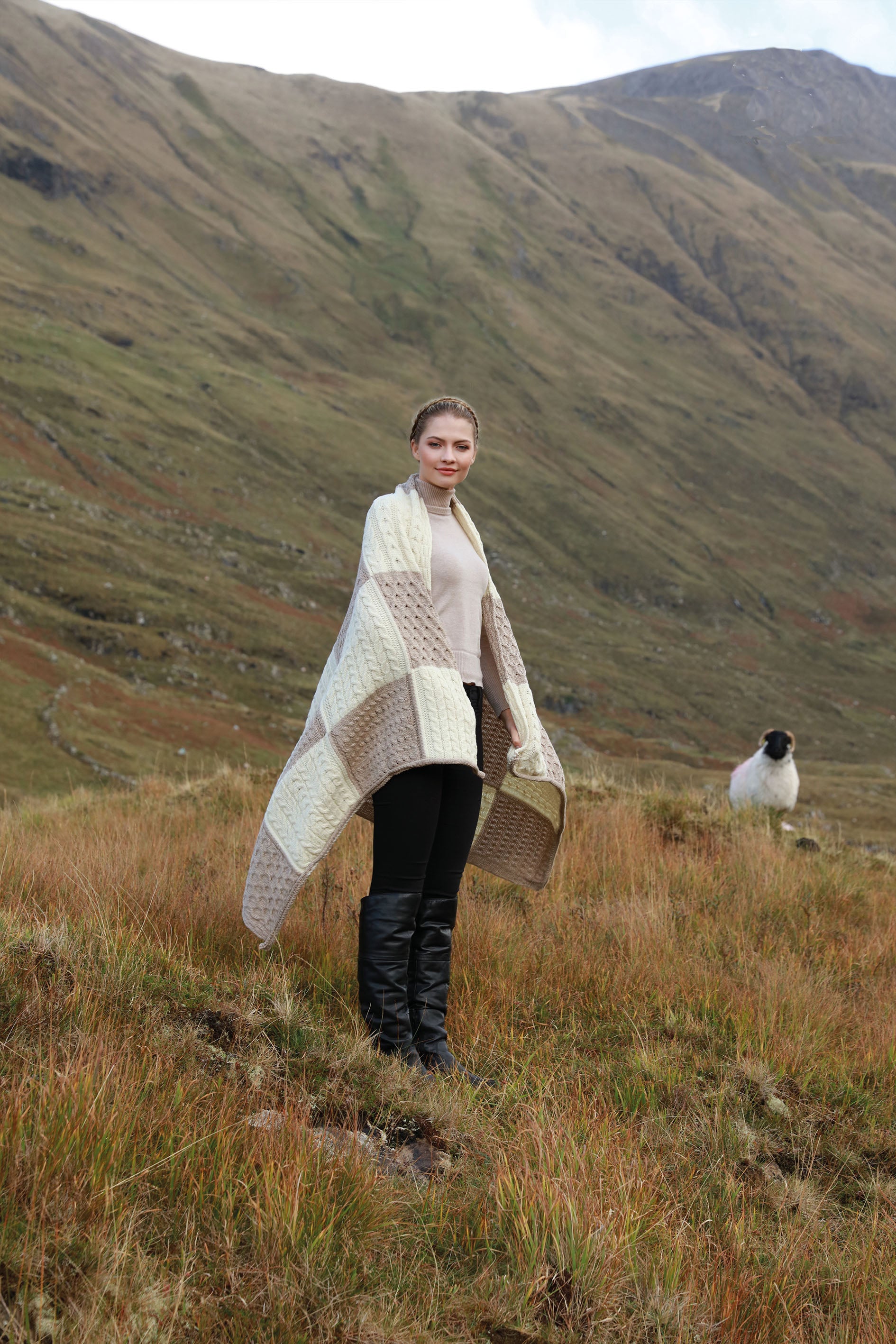 Aran Patch Blanket | Beige