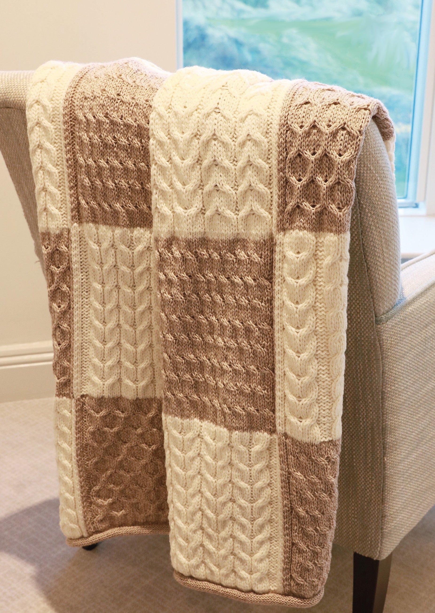 Aran Woollen Mills Patch Blanket | Beige