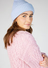 Ice Blue Chunky Knit Aran Hat