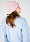 Pale Pink Chunky Knit Aran Hat