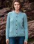 Aran Cable Knit Cardigan | 100% Wool | Aqua