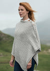Aran Woollen Mills Buttoned Poncho | Oatmeal