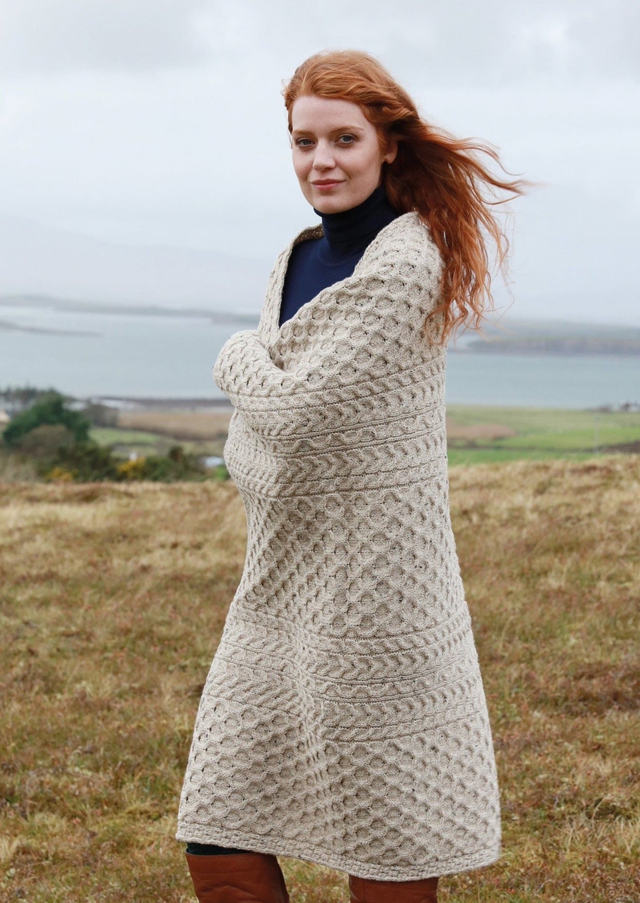 Aran Celtic Honeycomb Blanket Throw - Skellig Gift Store