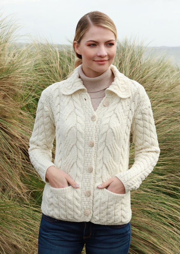 Belcarra Ladies Aran Cardigan - Cream