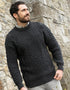 Inis Mor Aran Crew Neck Sweater | Charcoal | 100% Merino Wool | Irish Knitwear