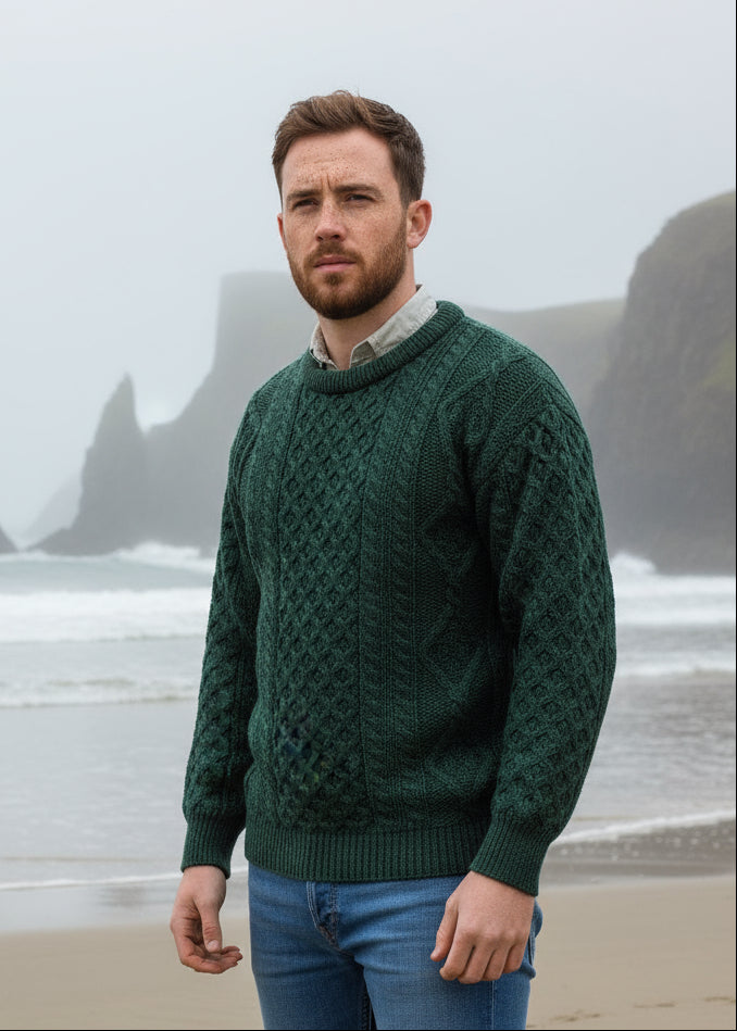 Inis Mor Aran Sweater | Green