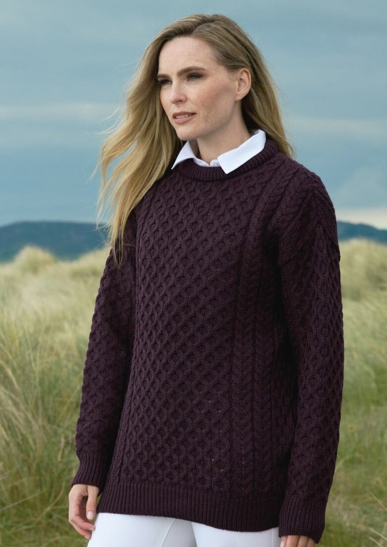 Damson Merino Unisex Aran Sweater