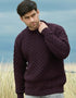 Aran Crew Neck Merino Sweater | Plum