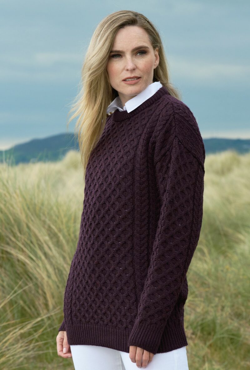 Damson Merino Unisex Aran Sweater