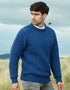Aran Crew Neck Merino Sweater | Blue
