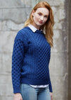 Aran Blue Kildare Merino Unisex Crew Neck Sweater