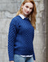 Aran Crew Neck Merino Sweater | Blue