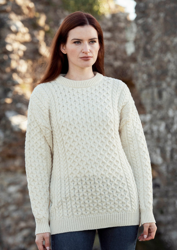 Ladies Aran Crew Neck Sweater