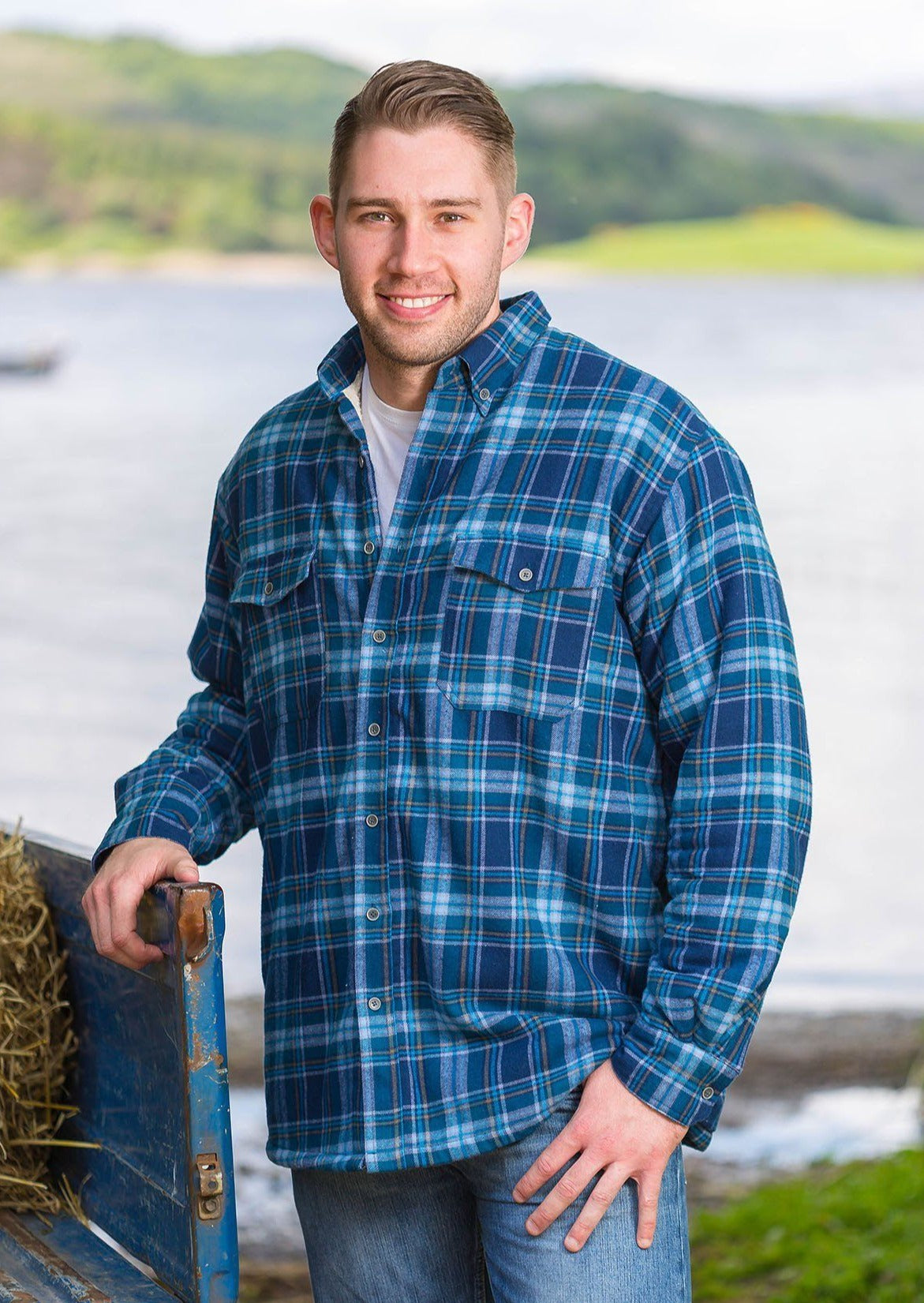 Lined Flannel Shirt Men’s Blue Navy Check
