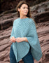 Aran Merino Wool V Poncho | Aqua - Clearance