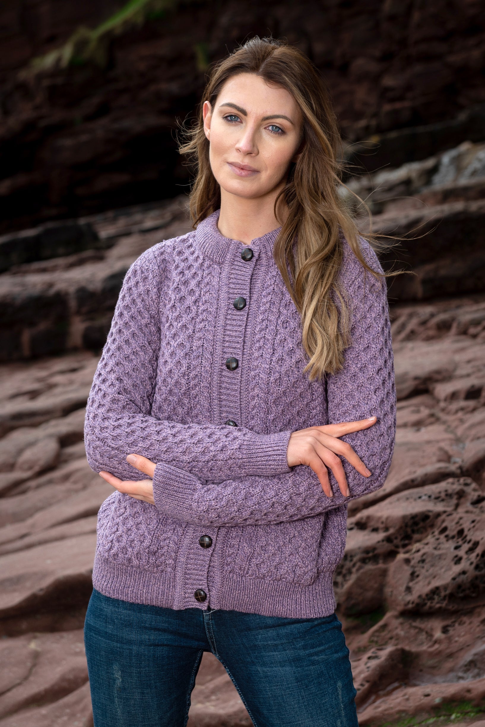 Aran Lavender Lumber Cardigan