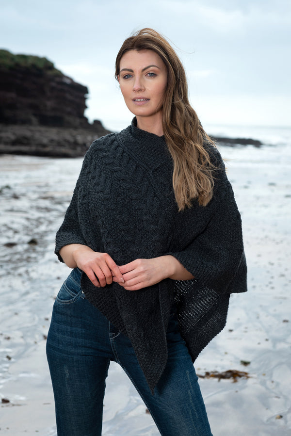 Aran Crafts Black Aran Poncho