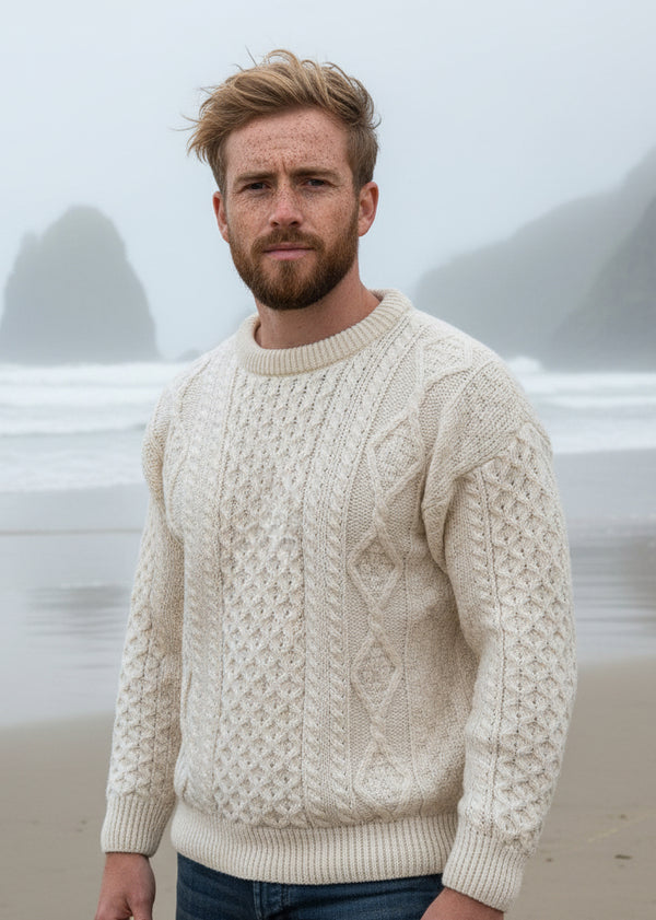 Natural Wool Irish Aran Sweater