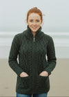 Aran Claddagh Zip Green Cardigan