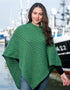 Aran Merino Wool V Poncho | Green