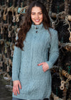 Aqua Womens Long Fitted Skellig Aran Coat