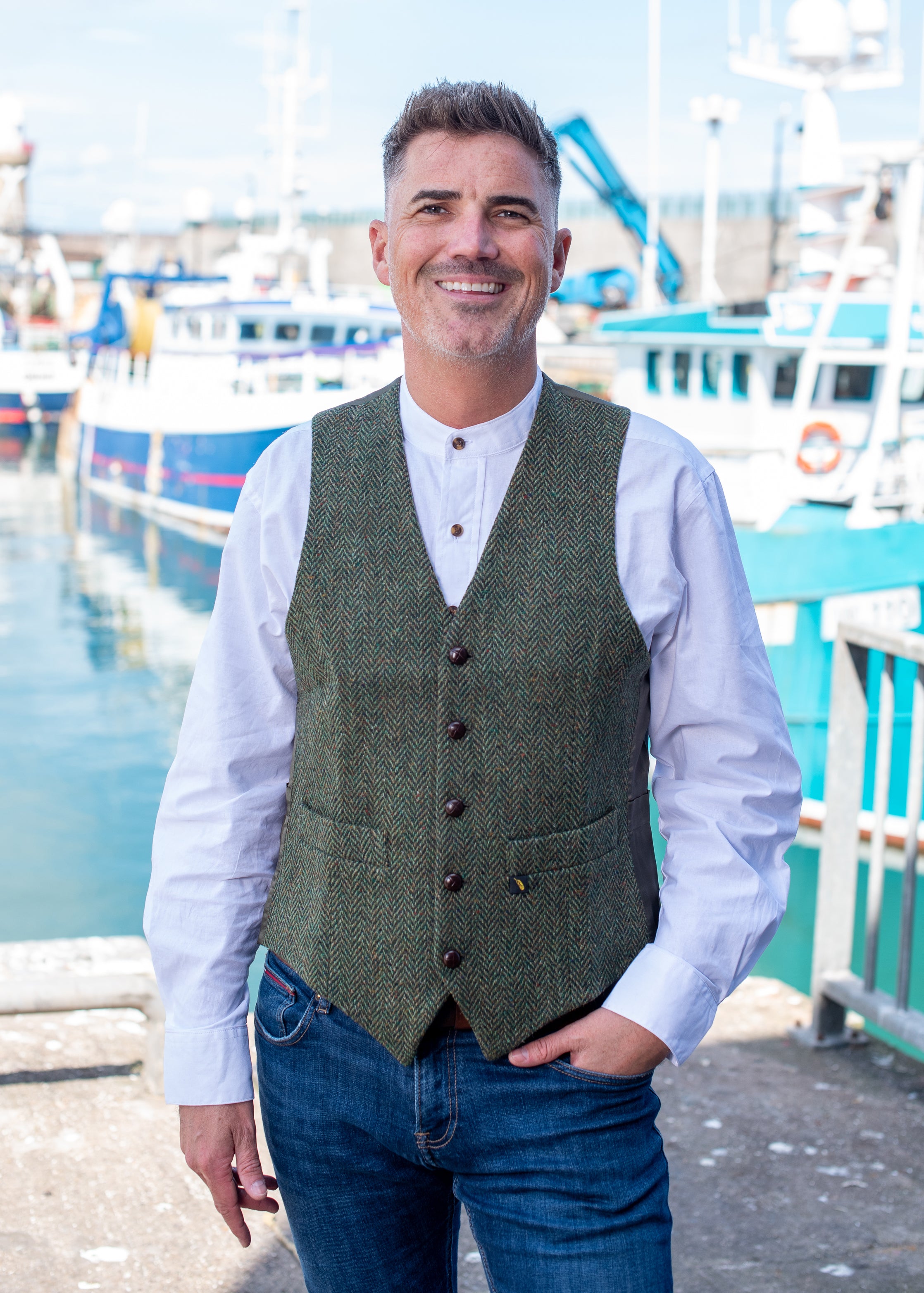 Donegal Tweed Green Waistcoat