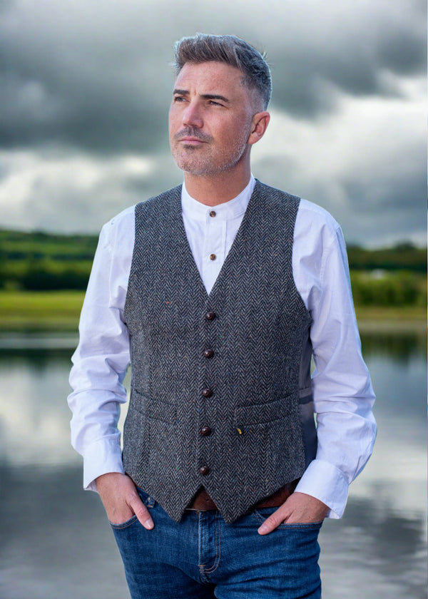 Donegal Tweed Charcoal Waistcoat