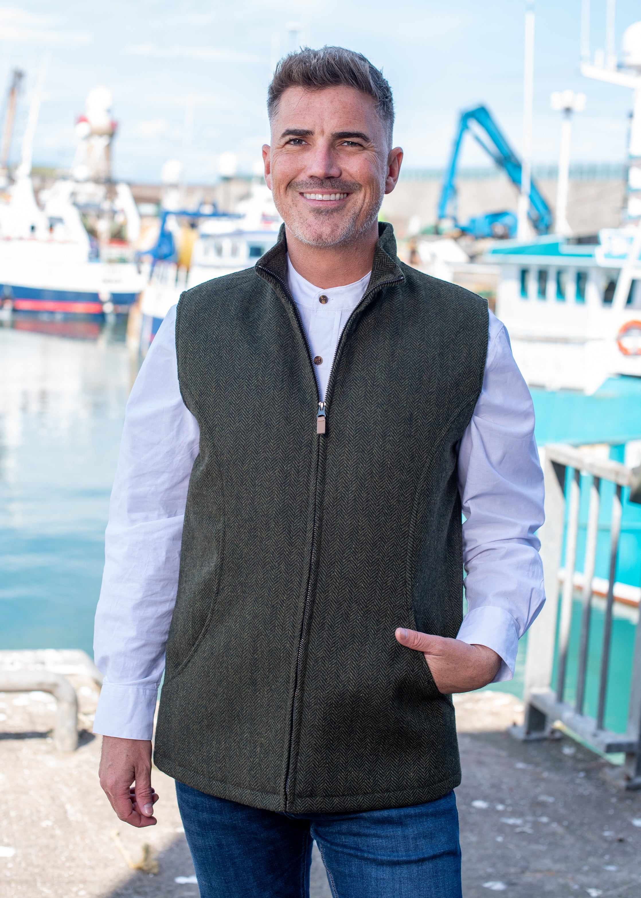 Green Tweed Body Warmer
