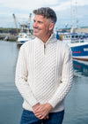 Aran Merino Wool Natural Half Zip Sweater