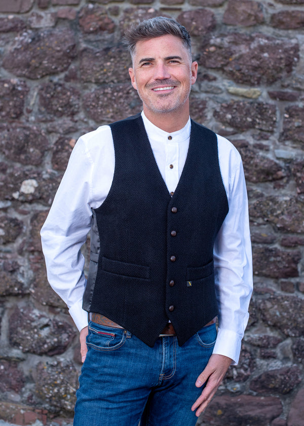 Donegal Tweed Black Waistcoat