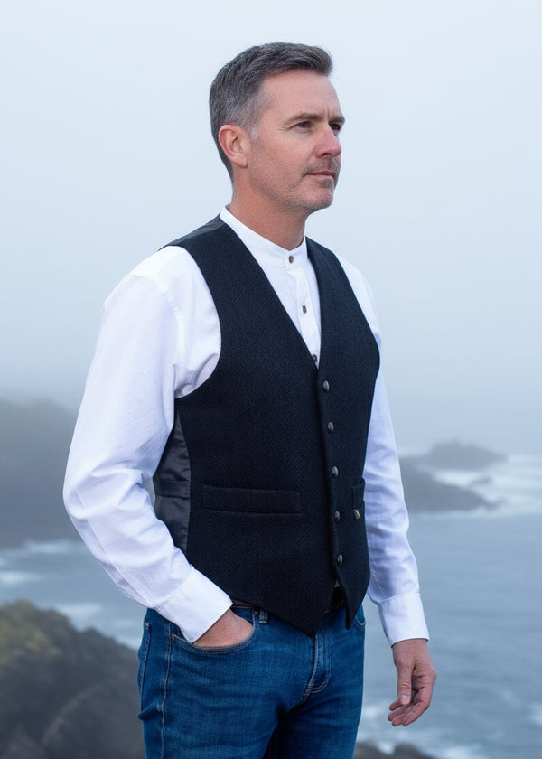 Donegal Tweed Black Waistcoat