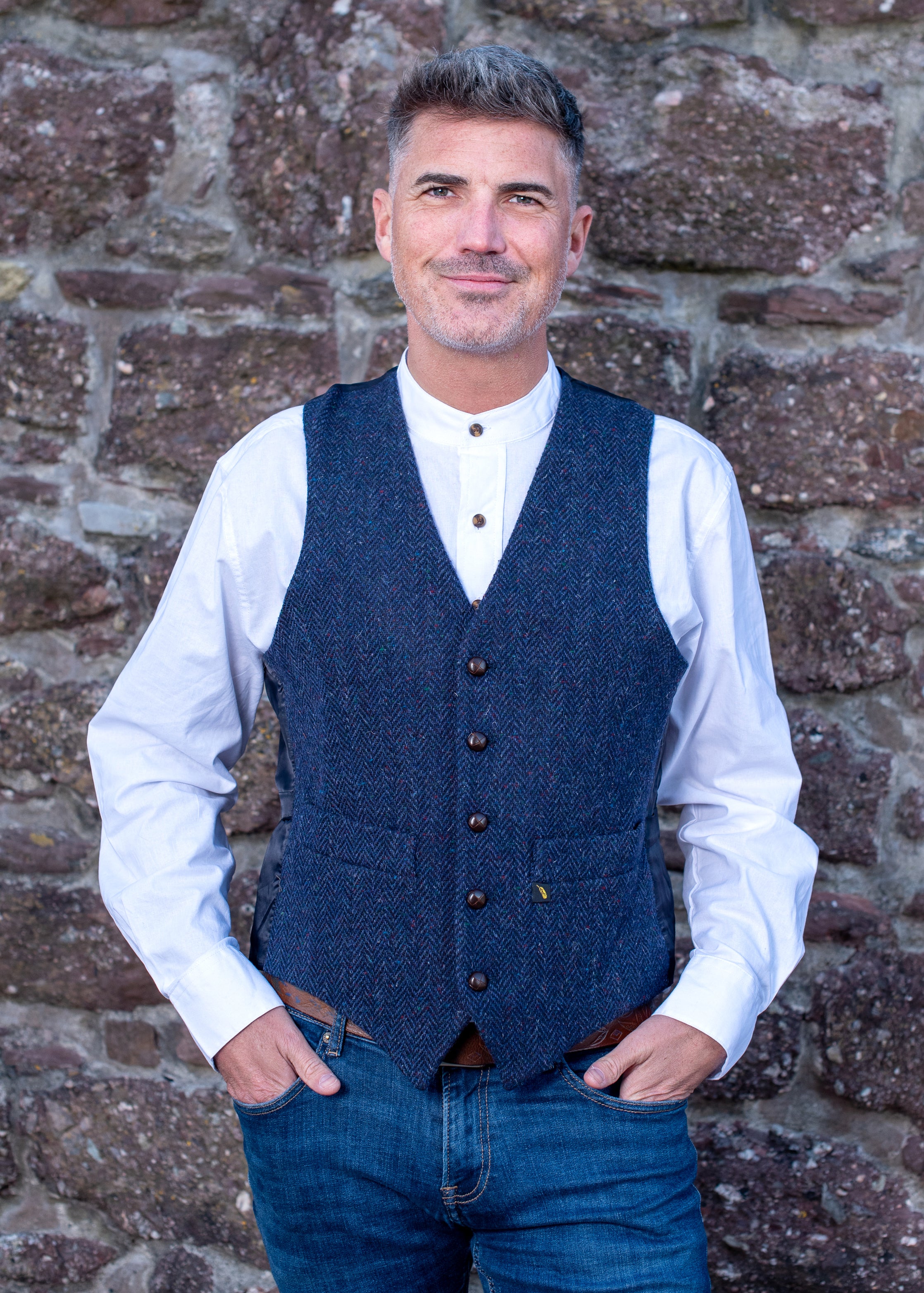 Donegal Tweed Navy Waistcoat