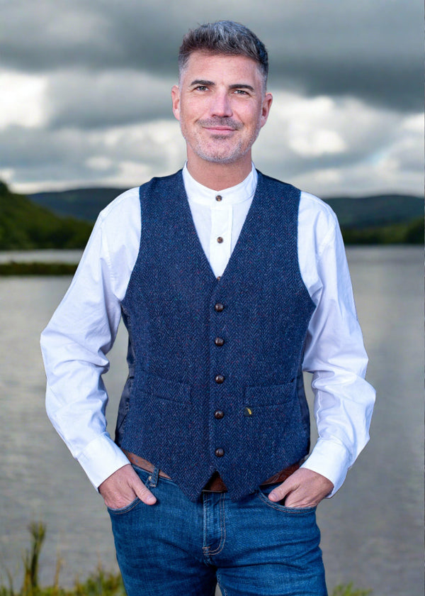 Donegal Tweed Navy Waistcoat