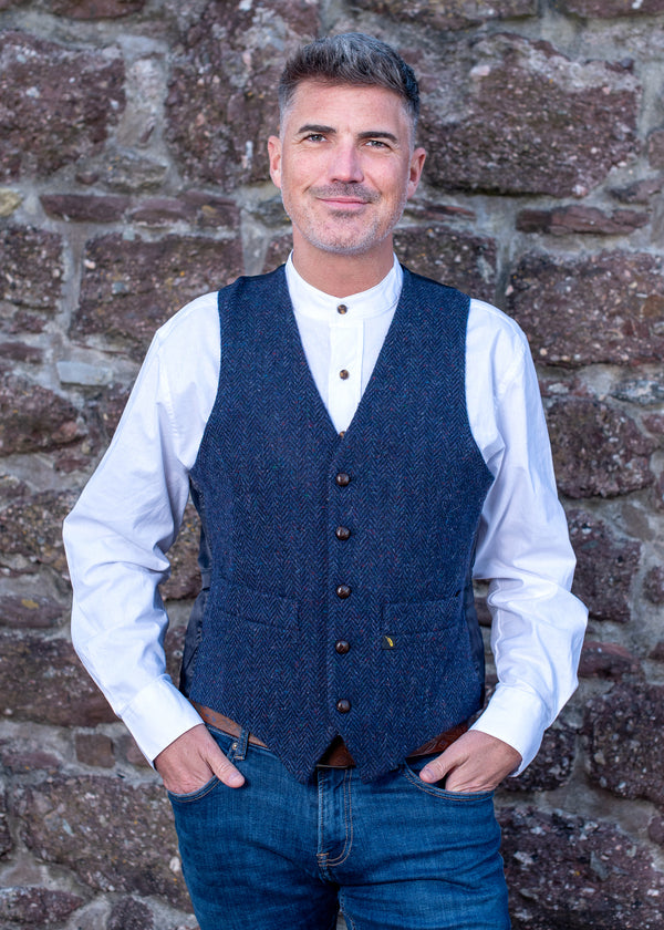 Donegal Tweed Navy Waistcoat