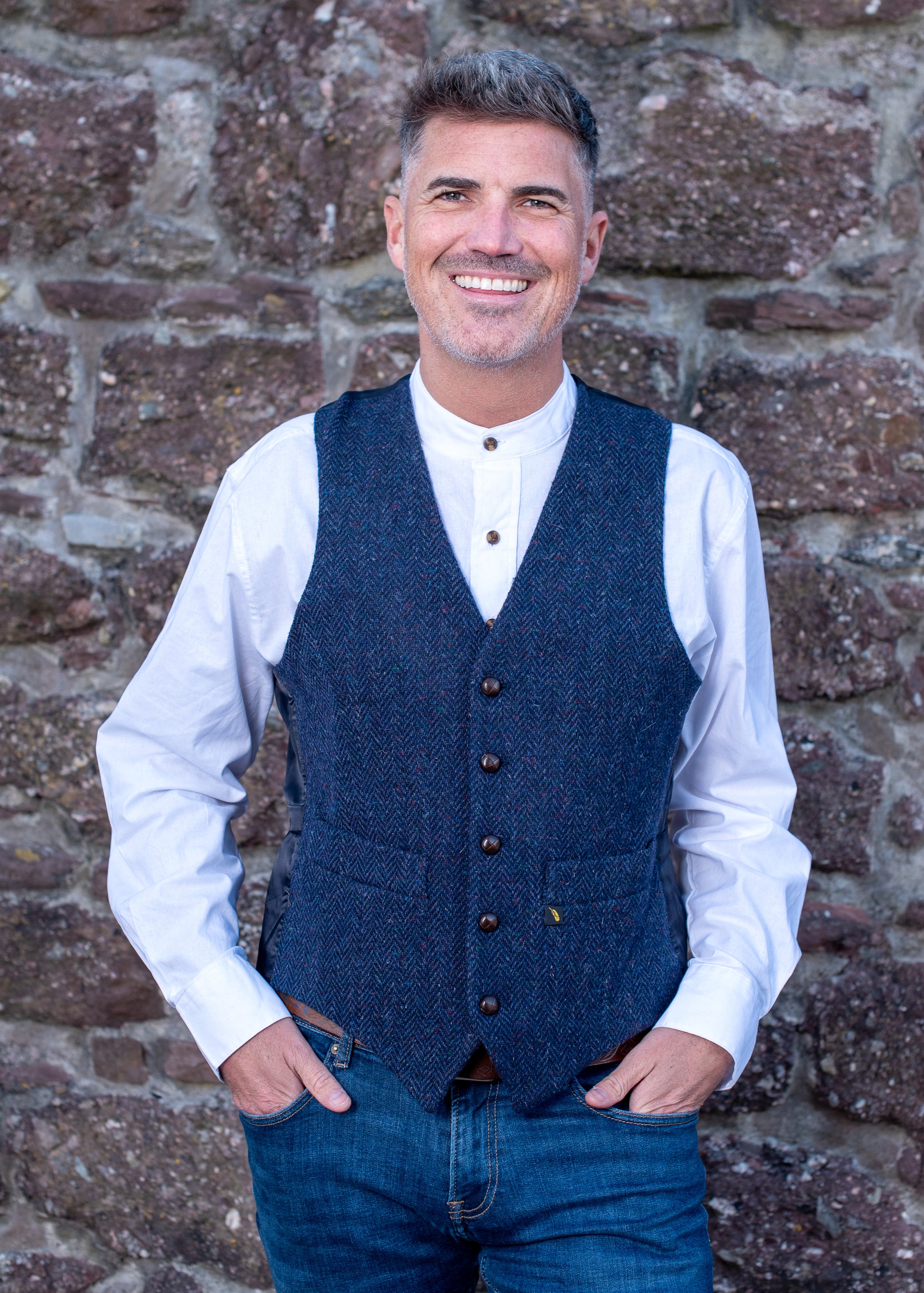 Donegal Tweed Navy Waistcoat
