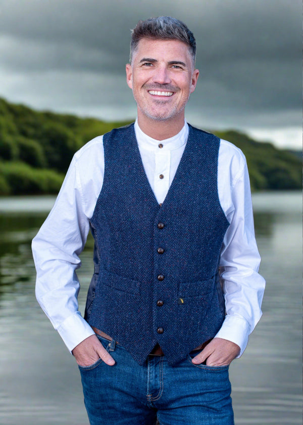 Donegal Tweed Navy Waistcoat