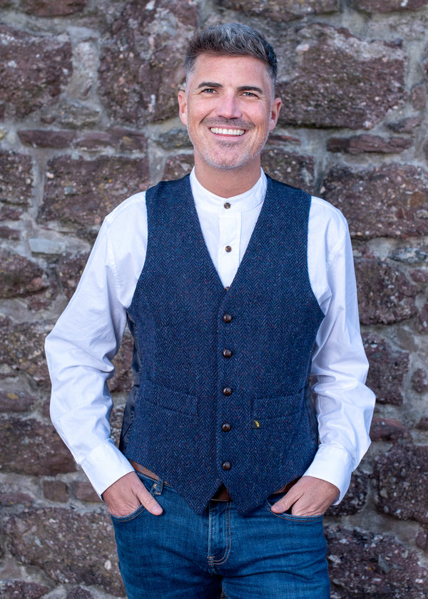 Donegal Tweed Navy Waistcoat