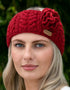 Erin Aran Zopfstrick-Haarreif mit Wollblume | Rot
