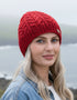 Erin Aran Cable Pullon Hat | Red