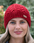Erin Aran Cable Pullon Hat | Red