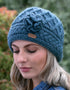 Erin Aran Trellis Flower Hat | Denim