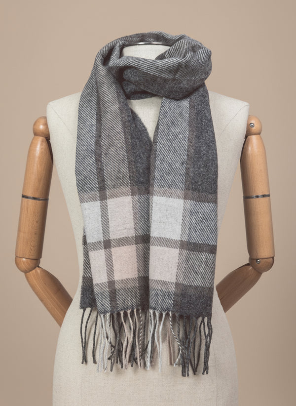 Foxford Grey Check Boarder Scarf